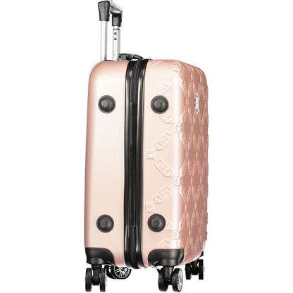Laura Biagiotti Pink Polyethylene Luggage And Travel small trolley with handle, 4 wheels, compartment, zippered pocket, contrasting details.