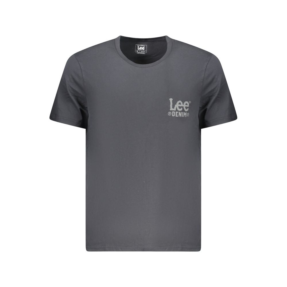 Lee Black Cotton Men T-Shirt with short sleeves, featuring a subtle logo, crafted for comfort and style.