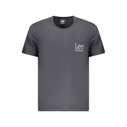 Lee Black Cotton Men T-Shirt with short sleeves, featuring a subtle logo, crafted for comfort and style.