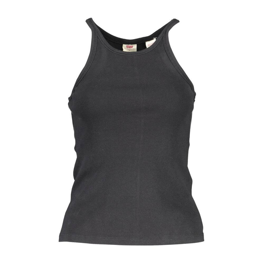 Levi's Black Cotton Shirt tank top with narrow straps and crew neck
