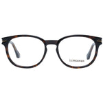 Longines Brown Unisex Glasses Frame with full-rim plastic design and demo lenses, size 52-17-145, includes branded case.