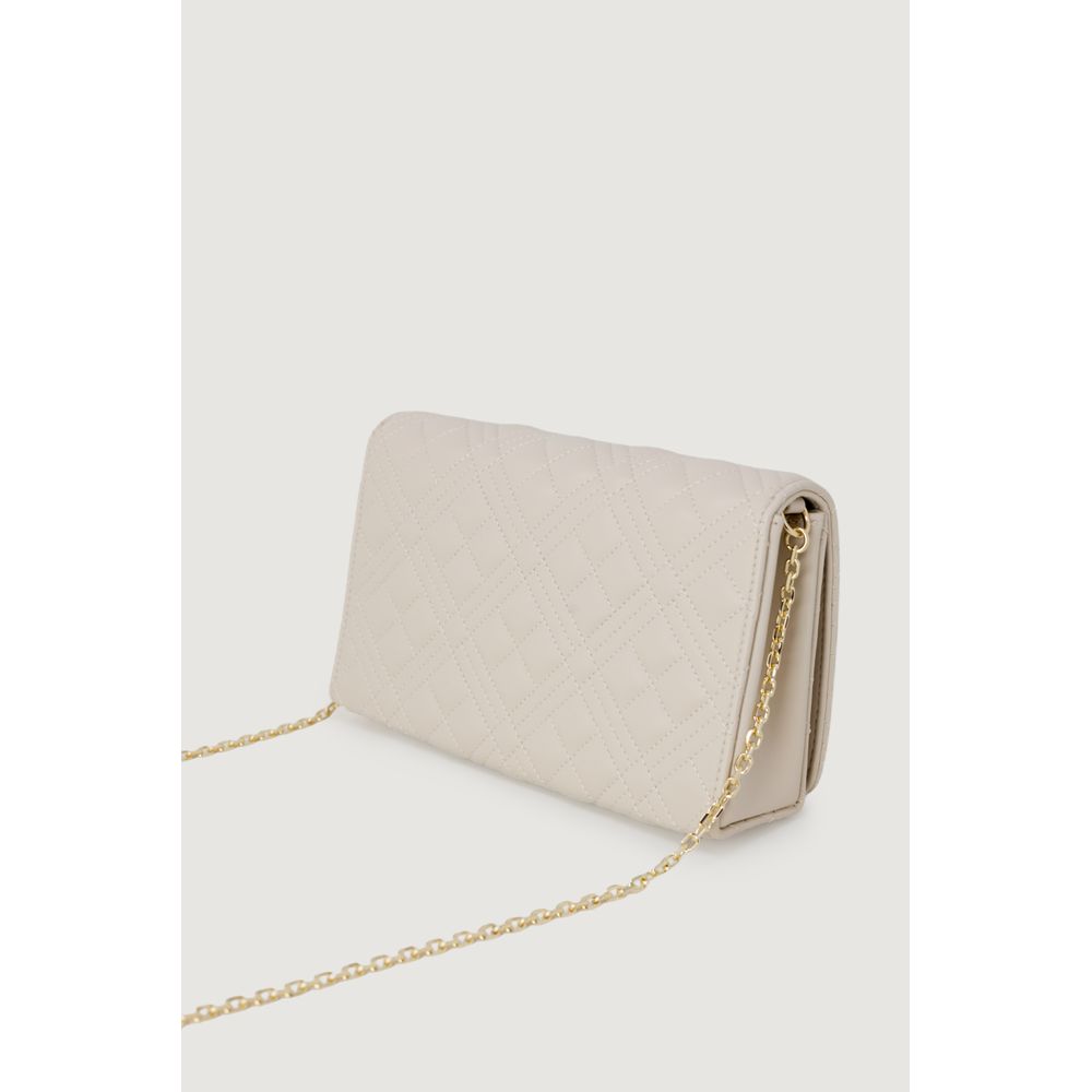 Love Moschino Beige Polyethylene Handbag with quilted design and gold chain, elegant small women's bag for versatile shoulder or crossbody wear