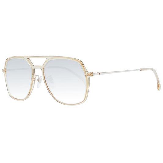 Lozza Beige Unisex Sunglass with beige acetate frame, grey gradient lenses, and full-rim aviator style, 100% UVA & UVB protection included.