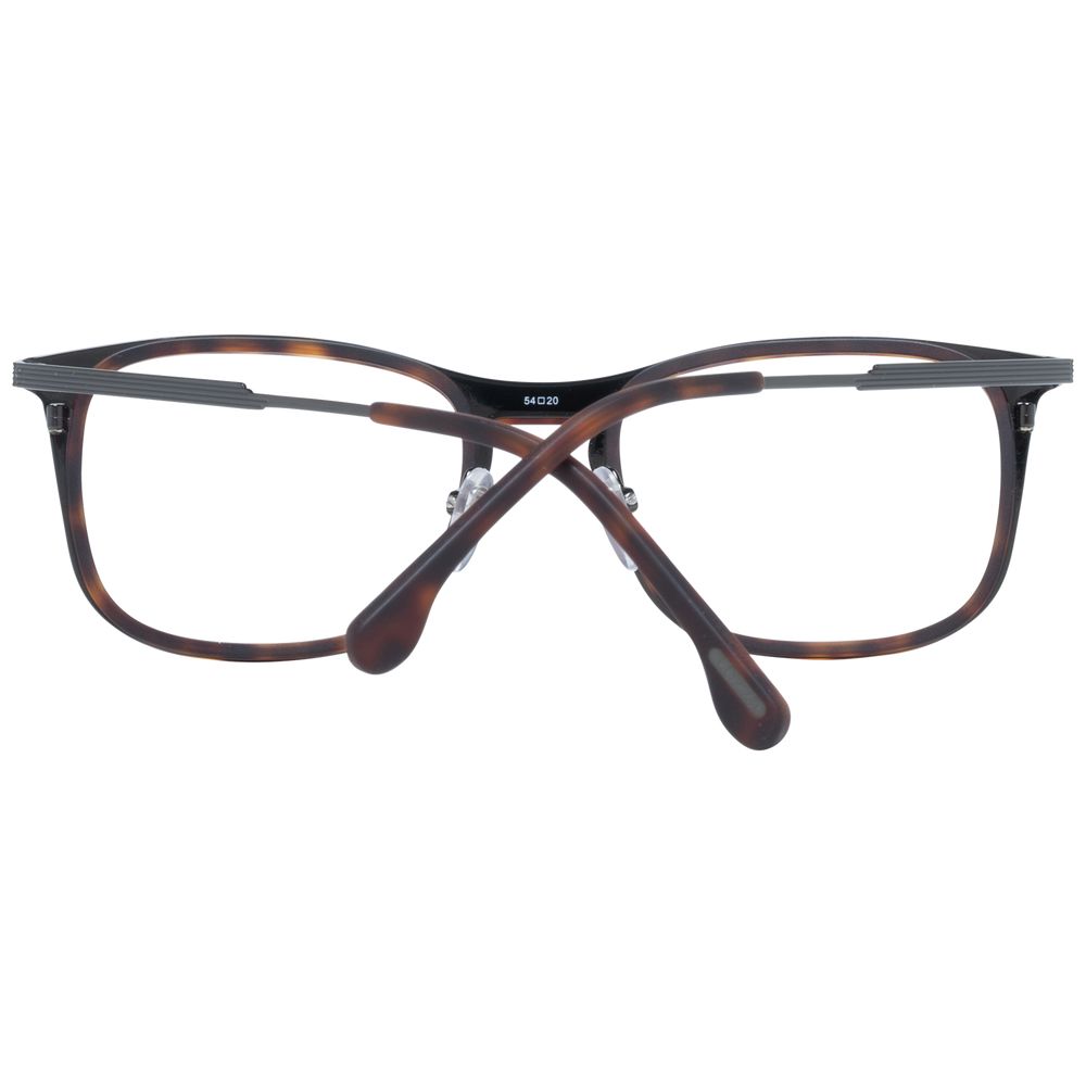 Lozza Brown Men Glasses Frame in square full-rim design with metal and plastic material, lens width 54mm, frame width 142mm, brown color.