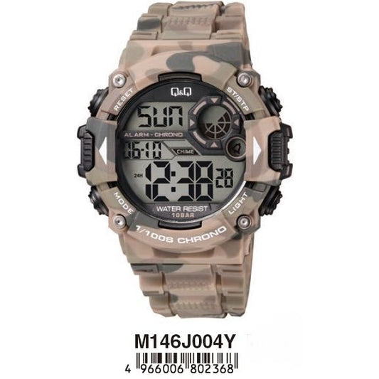 Q&Q Mod. GENT DIGITAL MULTIFUNCTION wristwatch with fabric strap, resin case, quartz movement, alarm, chrono functions, 10 ATM water resistant.