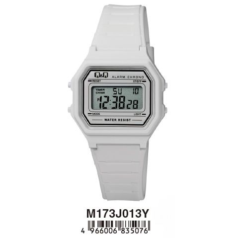 Q&Q Mod. DIGITAL ALARM CHRONO unisex quartz wristwatch, 3 ATM water resistant, 33mm plastic case, shown in official packaging.