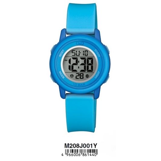Q&Q Mod. DIGITAL DAY DATA 24H blue unisex wristwatch with silicone strap, water resistant 10 ATM, quartz movement, in official box.