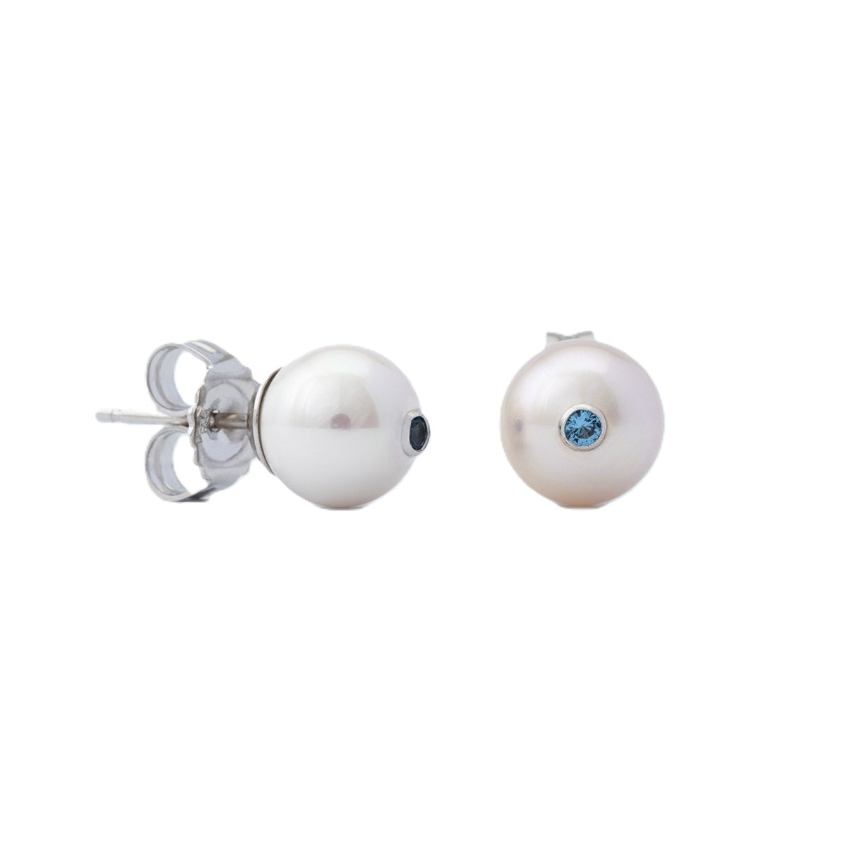 Elegant pearl earrings from MAJORICA JEWELRY Mod. 17354.01.2.E00.906.1 featuring blue gemstone accents.