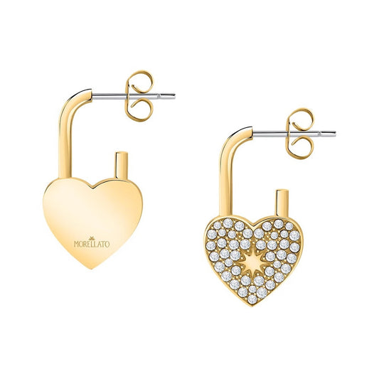 Gold heart-shaped earrings MORELLATO MOD. SABG27 for ladies, with official packaging. Luxurious design, ideal for elegant occasions.