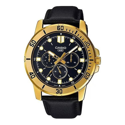 CASIO COLLECTION Mod. DIVER MULTIFUCTION. LEATHER - BLACK-0