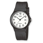 CASIO COLLECTION unisex wristwatch with resin strap, quartz movement, 5 ATM water resistance, and mineral dial in official packaging.