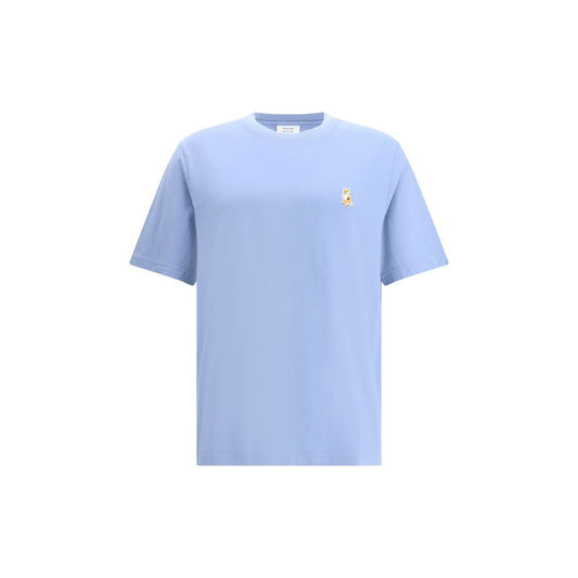 Maison Kitsuné Light Blue Cotton T-Shirt with Standing Fox emblem