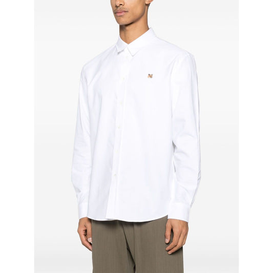 Maison Kitsuné Maison Kitsune classic shirt wth fox head logo, white cotton with button fastening and curved hem.