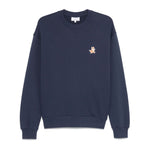 Maison Kitsuné Maison Kitsune fox-motif cotton sweatshirt, navy blue with signature embroidered fox and ribbed cuffs and hem.