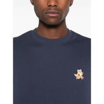 Maison Kitsuné Maison Kitsune fox-motif cotton sweatshirt in navy blue with ribbed cuffs and hem, featuring signature fox motif.