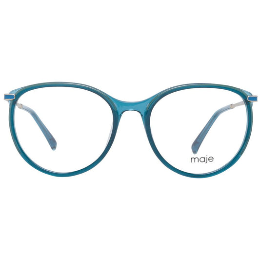 Maje Green Women Glasses Frame in full-rim round style with plastic green frame and demo lenses, perfect for women seeking stylish eyewear.