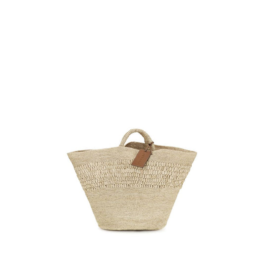 Manebi Beige Raffia Handbag