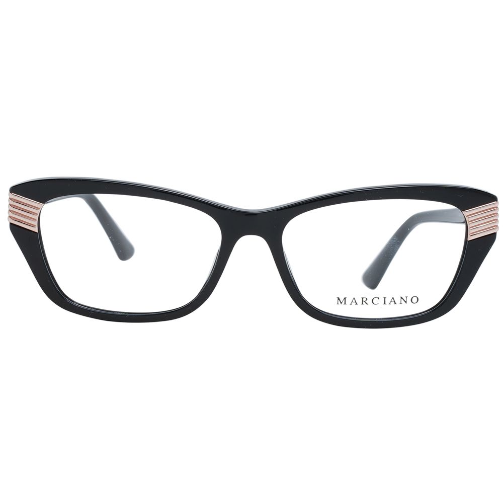 Marciano by Guess Black Women Glasses Frame, full-rim cat eye style, black plastic material, demo lenses, with case included.