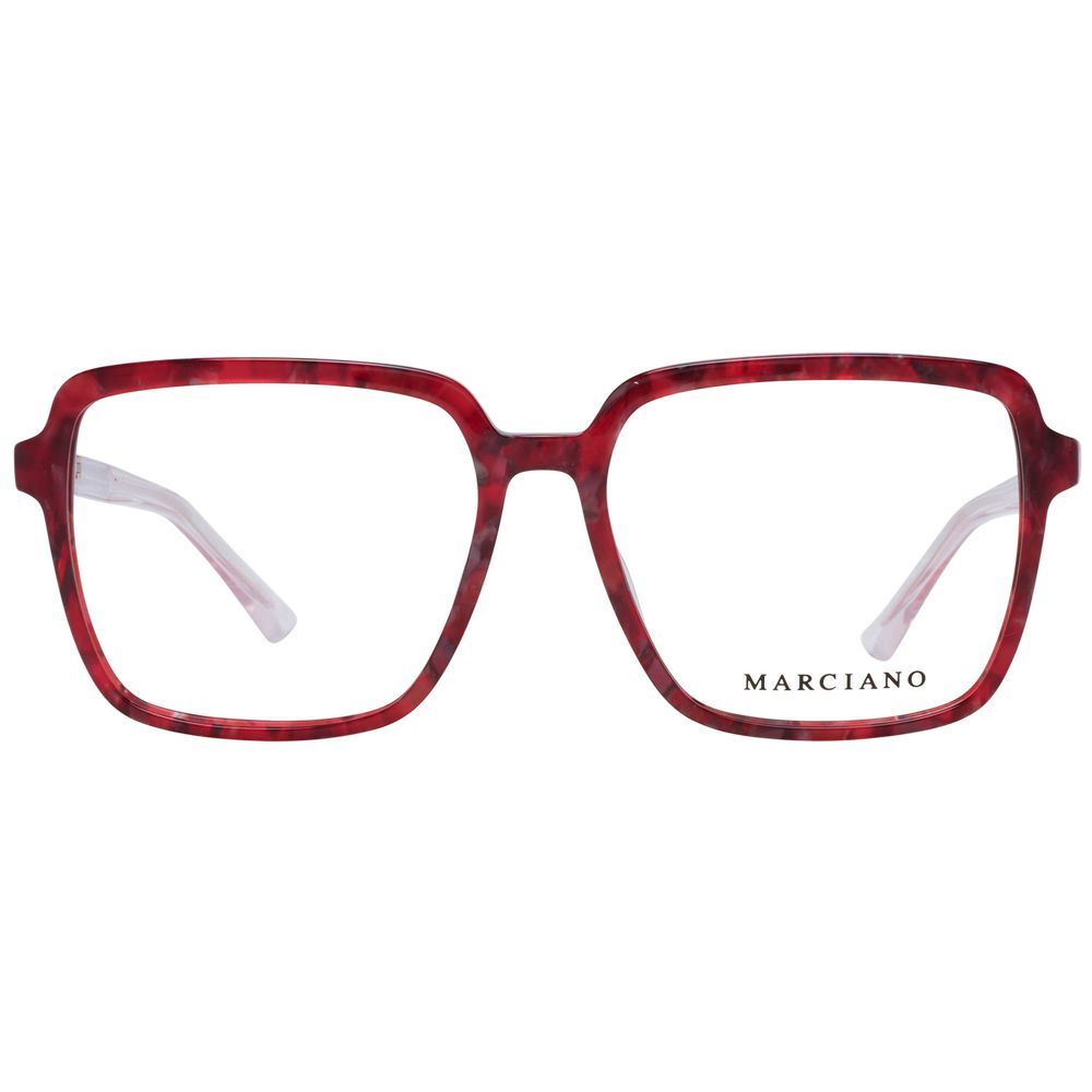Marciano by Guess Burgundy Women Glasses Frame in square shape with full-rim design, plastic material, 54-15-140 size, includes branded case.