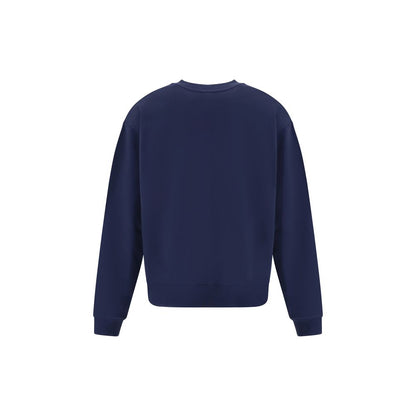 Back view of Marni Blue Cotton Sweatshirt with ribbed cuffs and hem, showcasing simple and contemporary design.