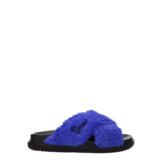 Marni Purple Fabric Slippers with open toe, side logo, rubber sole, casual style, designed in juniper and violet colors. MPN: FBMS015501P544100B56.