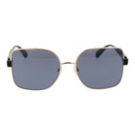 Max & Co Rose Gold Women Sunglass with metal frame and grey plastic lenses, butterfly style, full-rim, UVA & UVB protection.