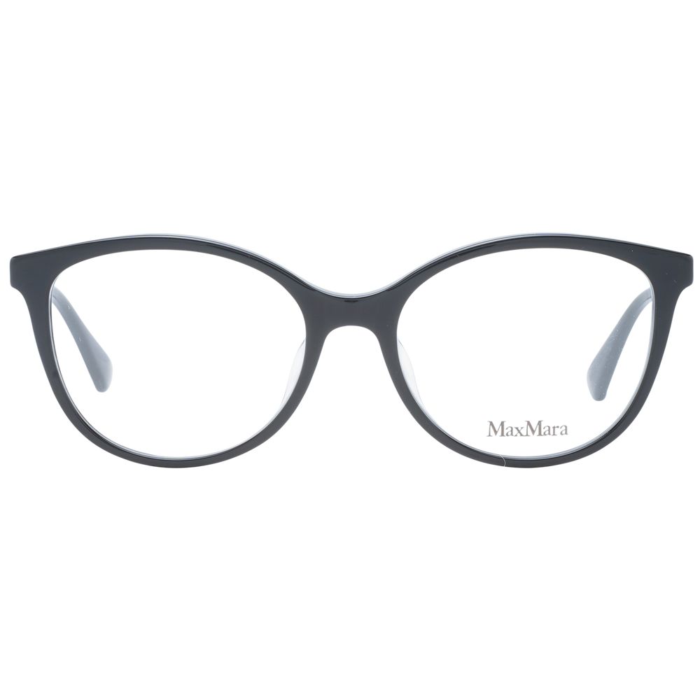 Max Mara Black Women Glasses Frame, full-rim butterfly style with metal and plastic materials, includes branded case