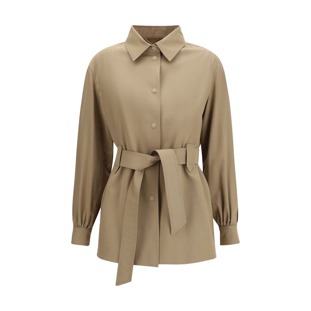 Max Mara Brown Wool Oves Aries Sleveless Jacket
