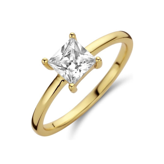 NEW BLING Mod. 9NB-0598-60 gold ring with a square diamond setting, elegant jewelry design