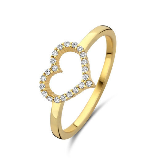 Gold heart-shaped diamond ring from NEW BLING Mod. 9NB-1447-52 jewelry collection