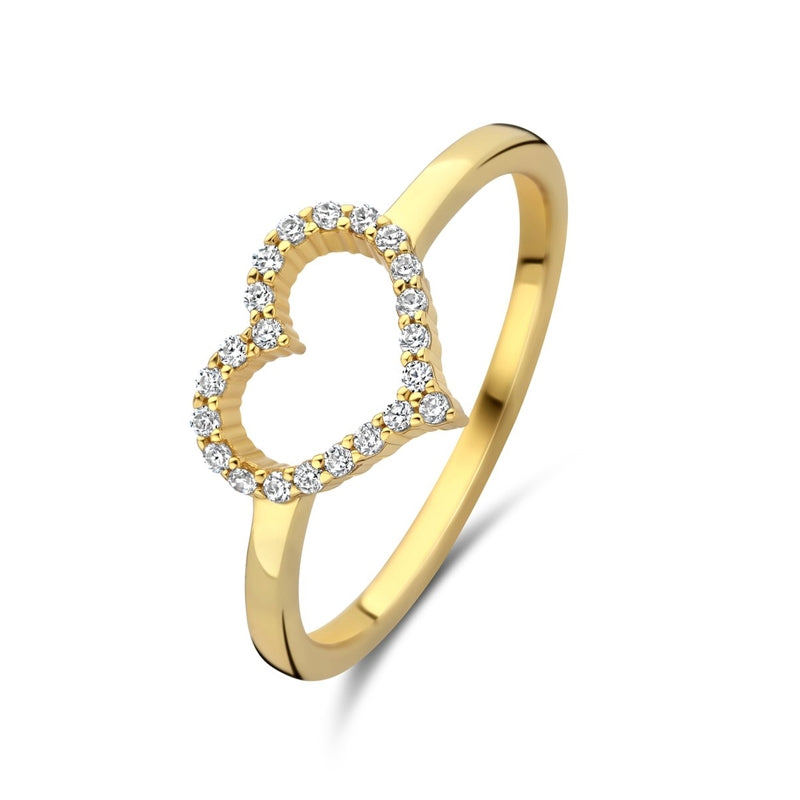 NEW BLING Mod. 9NB-1447-58 gold ring with diamond-studded heart design, elegant jewelry piece.