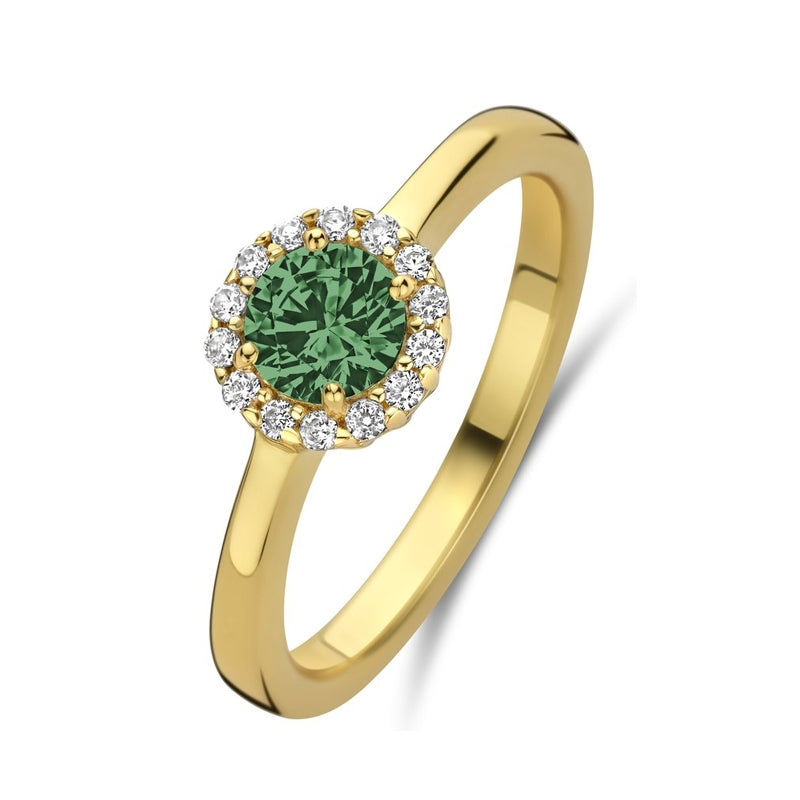 NEW BLING Mod. 9NB-1539-56 gold ring with green gemstone and diamonds, elegant jewelry design