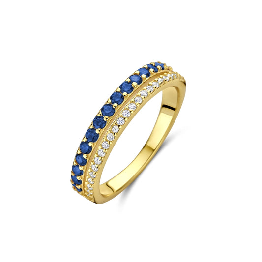 Elegant gold ring with blue and white gemstones, NEW BLING Mod. 9NB-1576-54, perfect for jewellery lovers.
