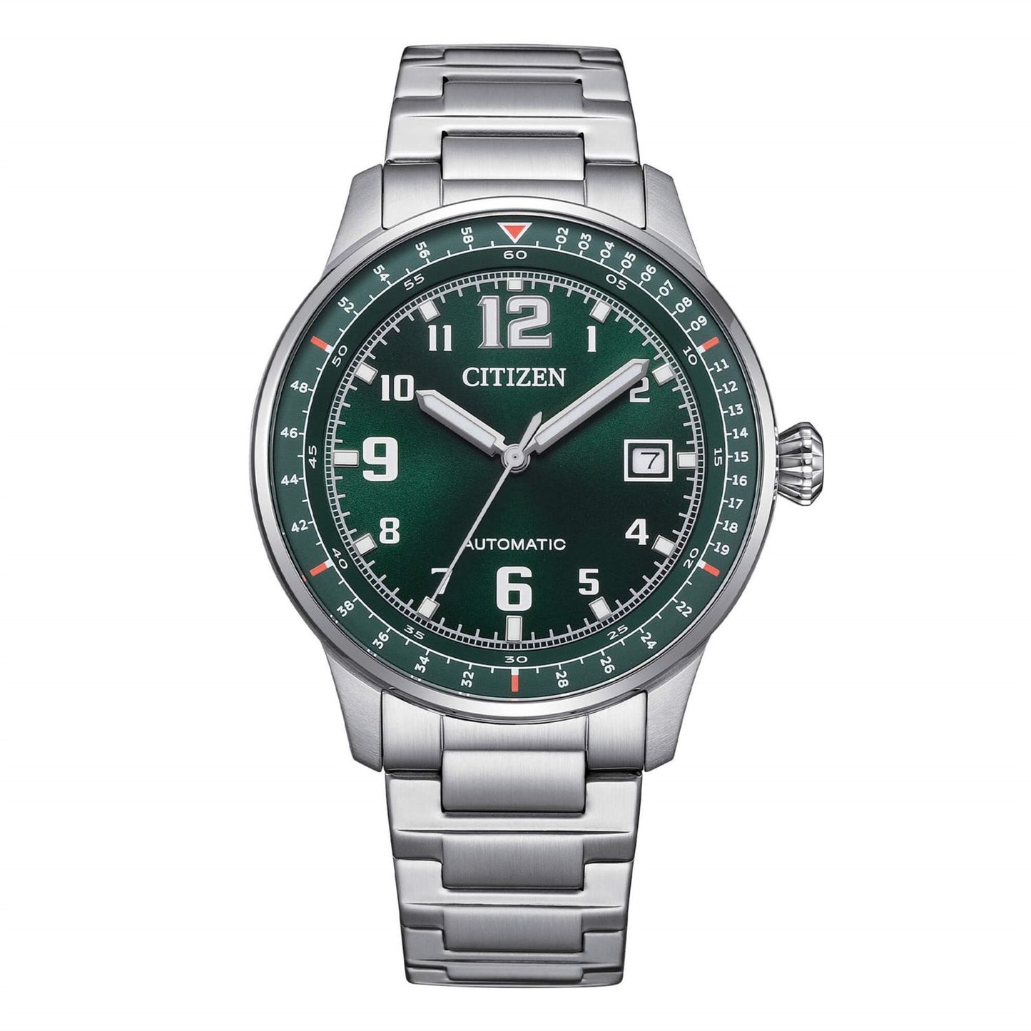 CITIZEN MOD. MILITARY watch with green dial and silver bracelet