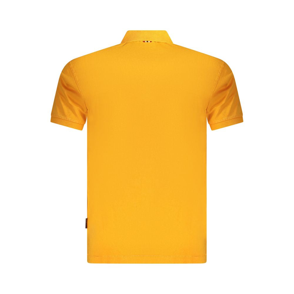 Back view of Napapijri Orange Cotton Men Polo Shirt, showcasing vibrant color and sleek silhouette.