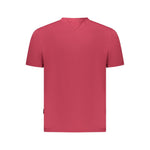 Back view of Napapijri Red Cotton Men T-Shirt showcasing organic cotton fabric.
