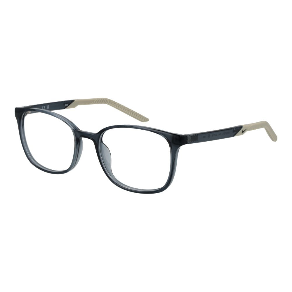 Nike Gray Unisex Glasses Frame in stainless steel full-rim square style with 52mm lenses and 145mm temples, main color grey.