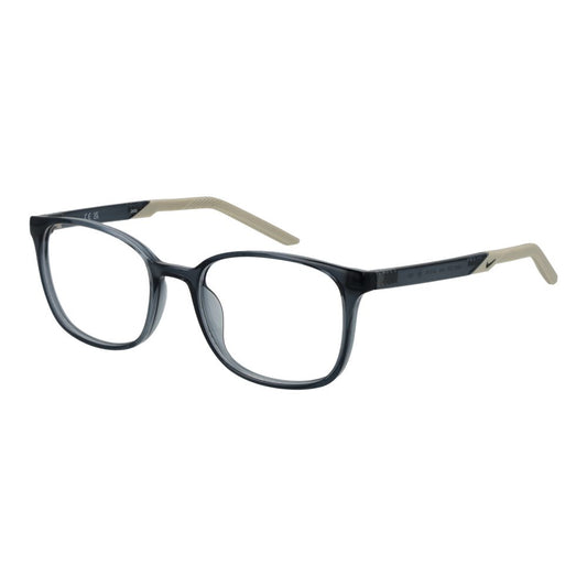 Nike Gray Unisex Glasses Frame in stainless steel full-rim square style with 52mm lenses and 145mm temples, main color grey.