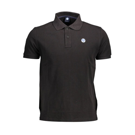 North Sails Black Cotton Men Polo Shirt with short sleeves and logo, offering comfort and style.