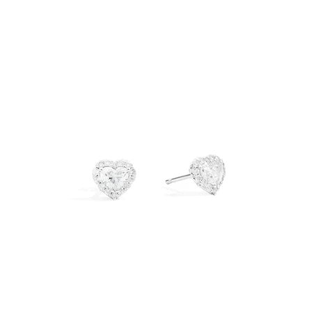 ORECCHINI RECARLO MOD. E67SC022_065 heart-shaped diamond earrings on white background.