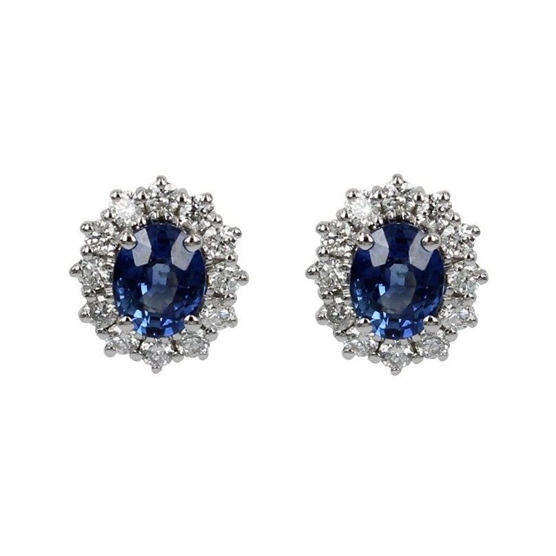 ORECCHINI RECARLO MOD. E77CC001_ZB - Elegant earrings with blue gemstones and diamond accents.