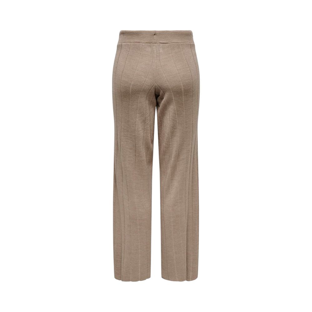 Only Beige Marabou Pant, women's fall/winter acrylic trousers, back view. Stylish and comfortable design.