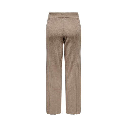 Only Beige Marabou Pant, women's fall/winter acrylic trousers, back view. Stylish and comfortable design.