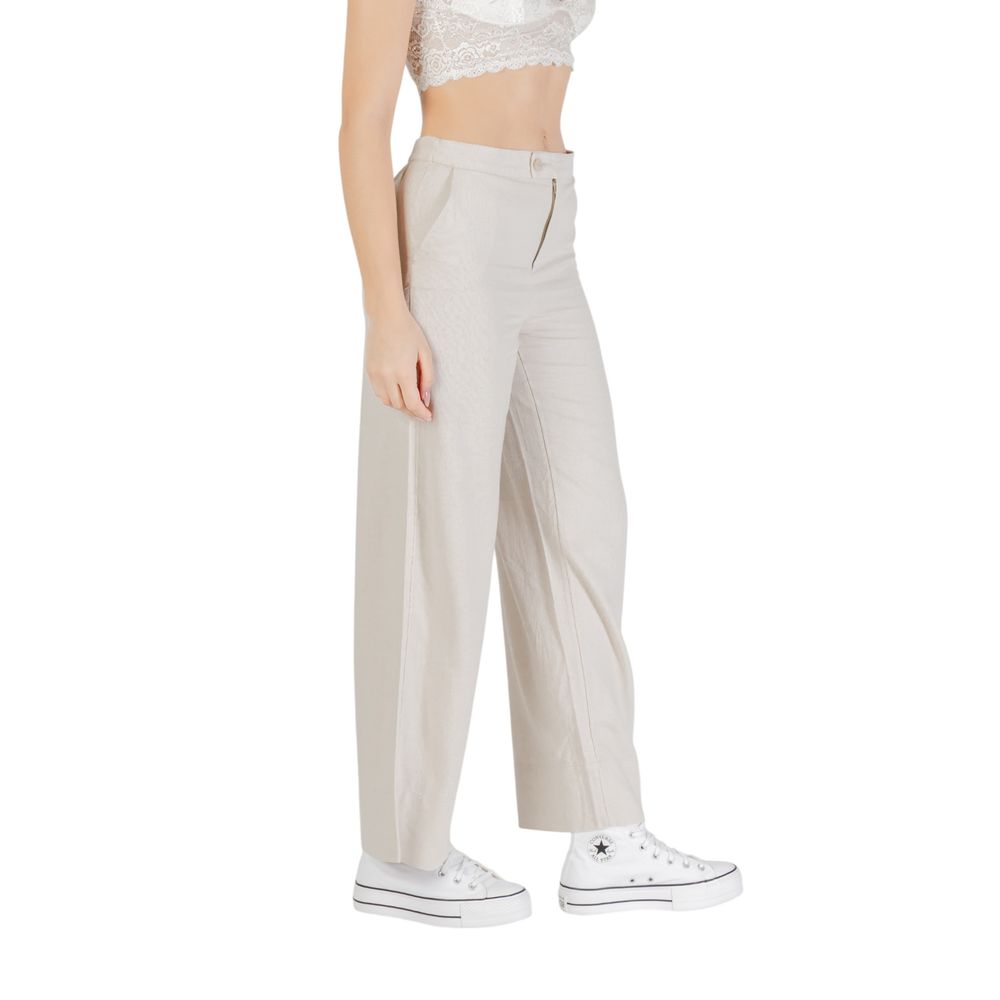 Only Beige Viscose Casual Pants