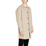 Only & Sons Beige Polyester Trench Coat with button-up front and side pockets