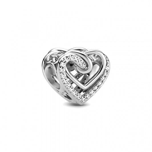 PANDORA Mod. 799270C01 silver heart-shaped jewel with intricate design and embellishments, perfect for ladies' charm bracelets.