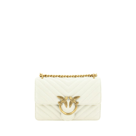 PINKO White Leather Love One Mini Shoulder Bag