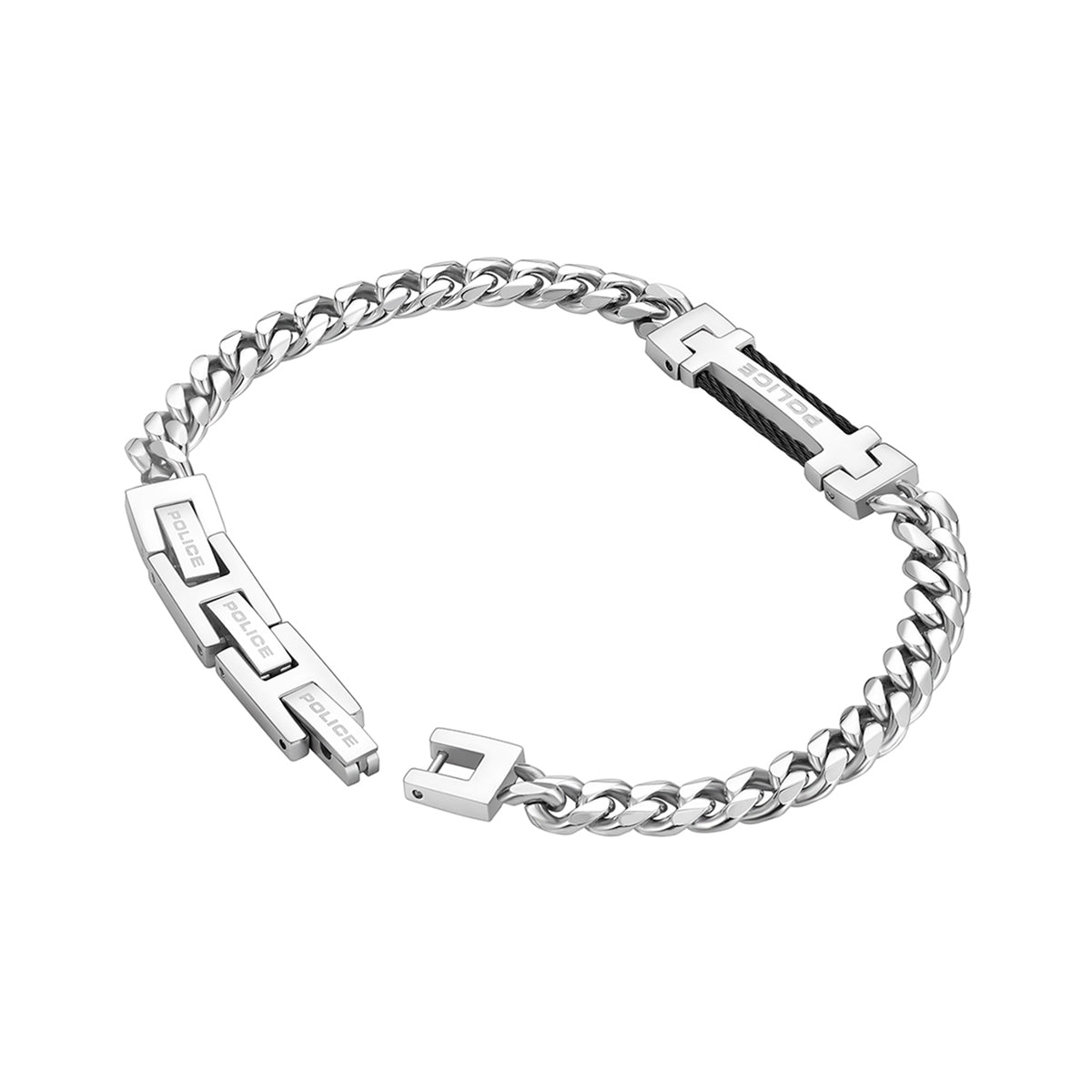 POLICE JEWELS JEWELRY Mod. PEAGB0010101 silver bracelet on white background