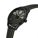 POLICE Mod. GRILLE wristwatch, 48mm black stainless steel case, leather strap, quartz movement, water resistant 3 ATM.