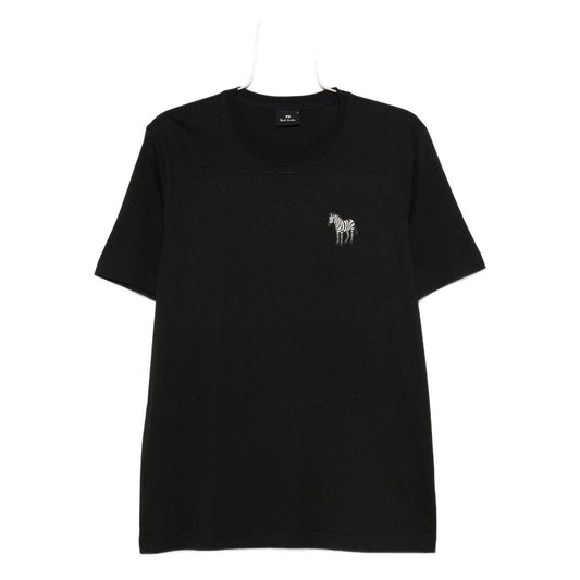 PS By Paul Smith T-shirts and Polos Black with zebra logo embroidery, black short-sleeved cotton crew neck.